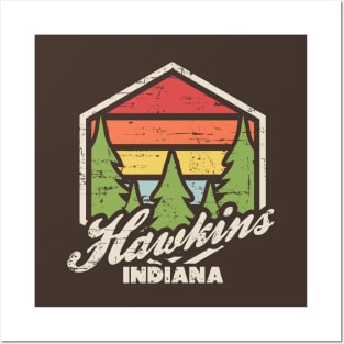 Retro Badge Hawkins Indiana Dark Posters and Art